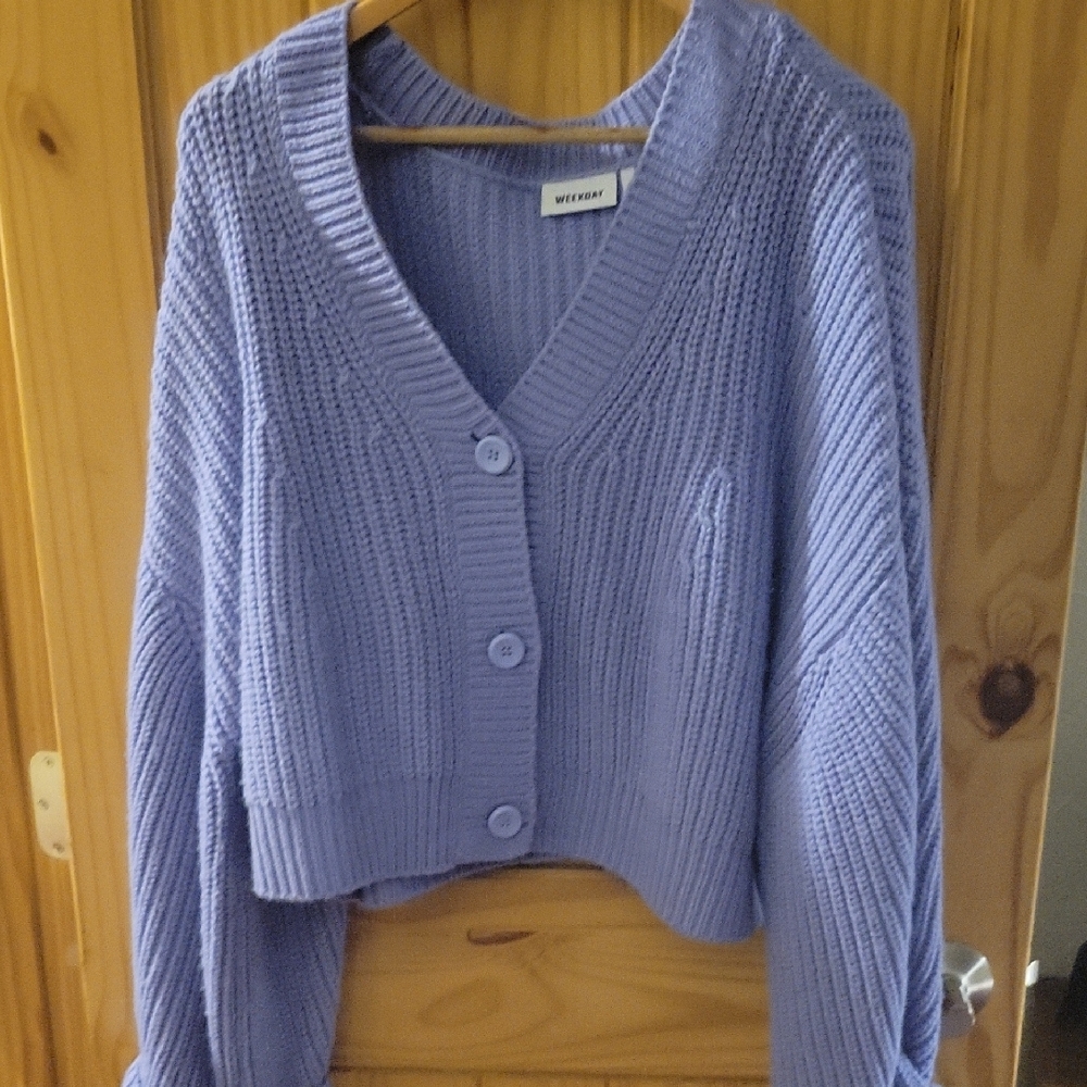 Weekday Brand Purple Cardigan, Size Large